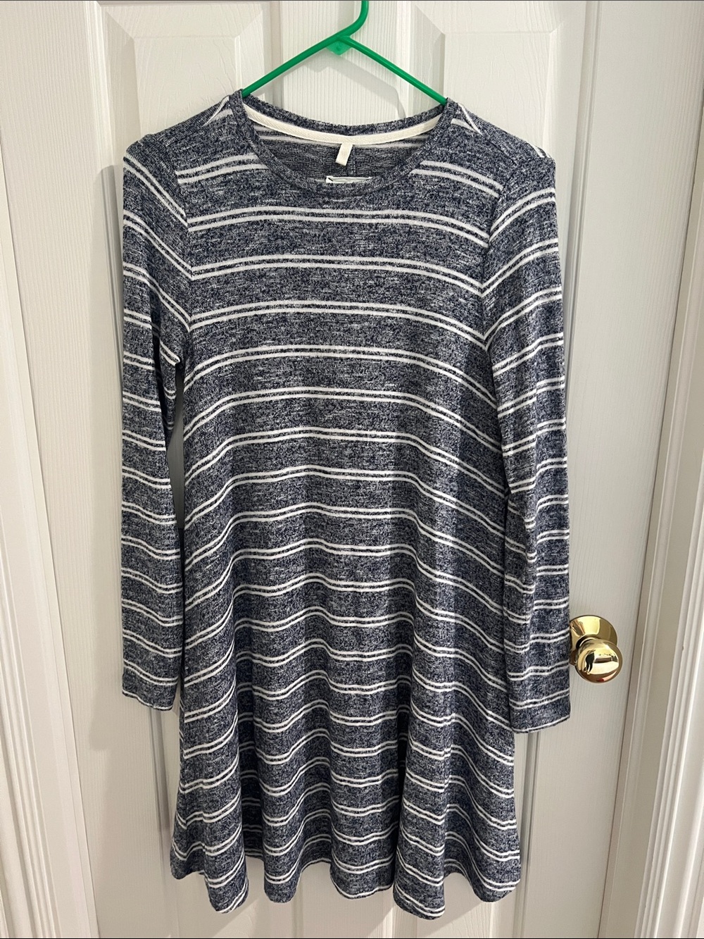 Lou & Grey Navy and White Striped Long Sleeve Swing Dress